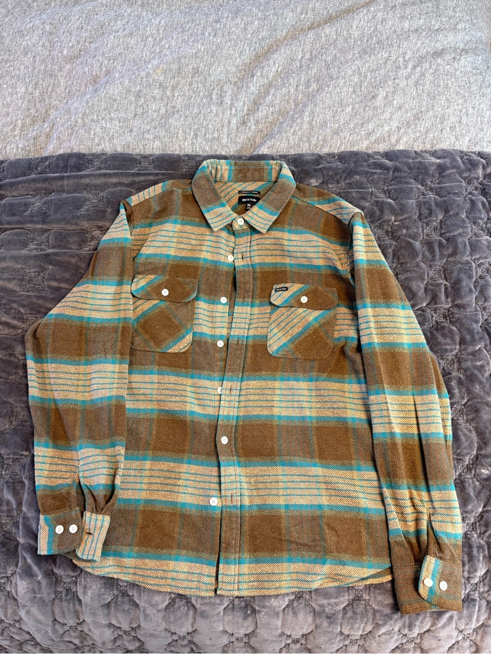 Brixton Brown & Teal Plaid Lightweight Shirt Jacket